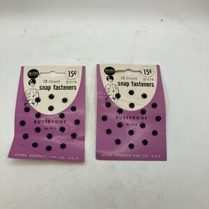 Sears Sewing Notion 18‎ Count Black Snap Fasteners Rustproof Vintage Collectible